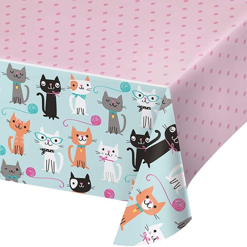 Creative Converting 329399 Cute Cats Plastic Tablecover - 1 Pc - Image 1